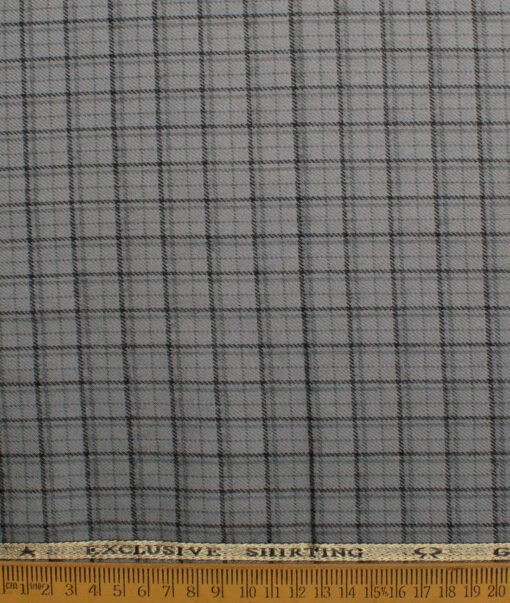 OCM Men's  Acrylic Wool Checks  Unstitched Shirting Fabric (Light Grey)