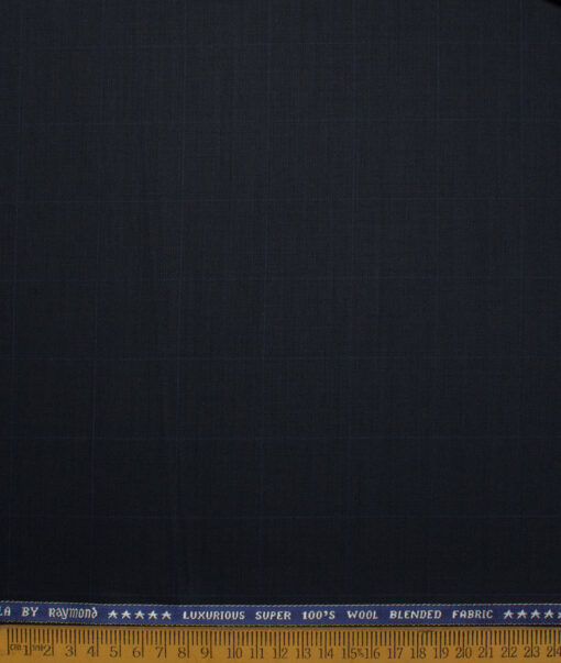 Raymond Men's 50% Wool Super 100's Checks  Unstitched Suiting Fabric (Dark Navy Blue)