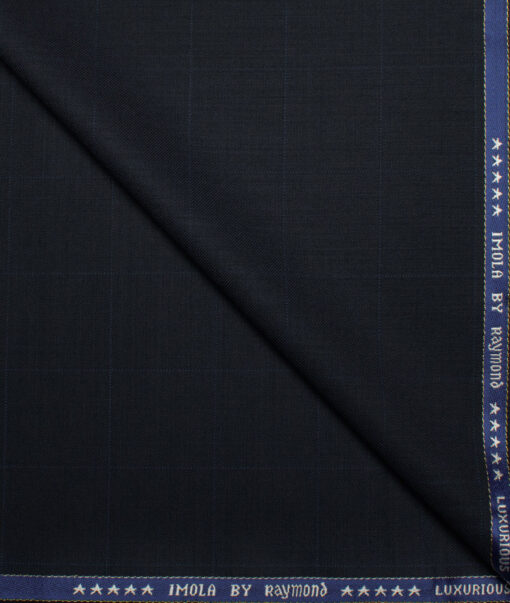 Raymond Men's 50% Wool Super 100's Checks  Unstitched Suiting Fabric (Dark Navy Blue)