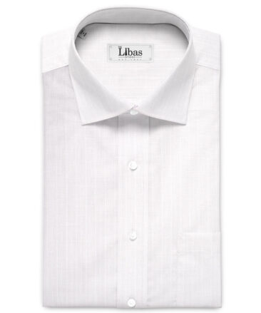 Solino Men's 60 LEA Linen Striped  Unstitched Shirting Fabric (White)