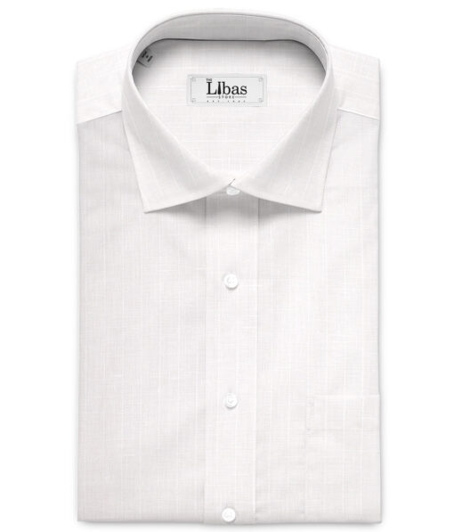 Solino Men's 80 LEA Linen Striped  Unstitched Shirting Fabric (White)