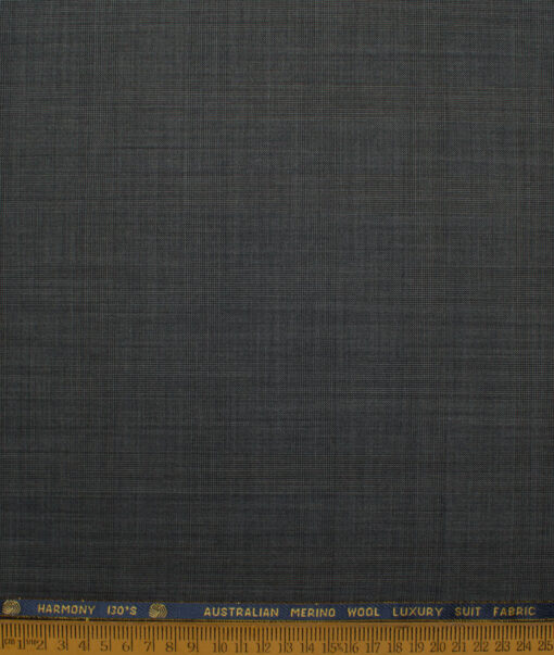 Vercelli Italy Men's 60% Wool Super 130's Checks  Unstitched Suiting Fabric (Dark Grey)