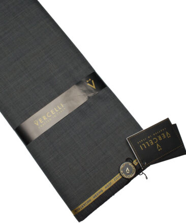 Vercelli Italy Men's 60% Wool Super 130's Checks  Unstitched Suiting Fabric (Dark Grey)