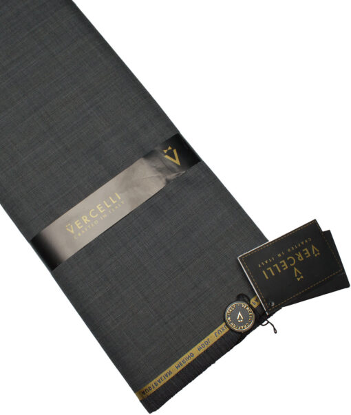 Vercelli Italy Men's 60% Wool Super 130's Checks  Unstitched Suiting Fabric (Dark Grey)