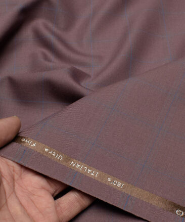 Brevity Men's Poly Viscose  Checks  Unstitched Suiting Fabric (Dull Purple)