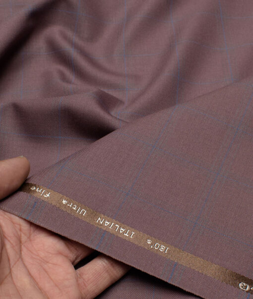 Brevity Men's Poly Viscose  Checks  Unstitched Suiting Fabric (Dull Purple)