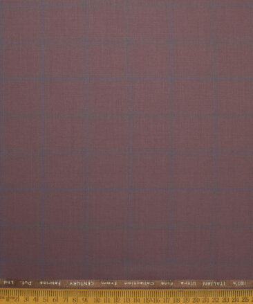 Brevity Men's Poly Viscose  Checks  Unstitched Suiting Fabric (Dull Purple)