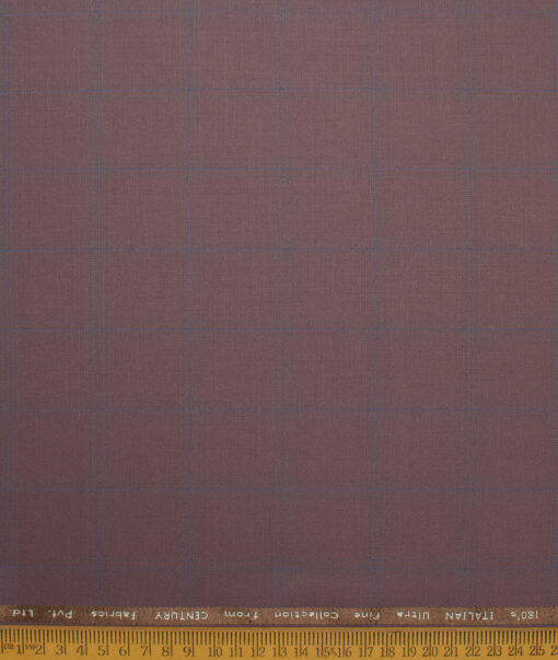 Brevity Men's Poly Viscose  Checks  Unstitched Suiting Fabric (Dull Purple)