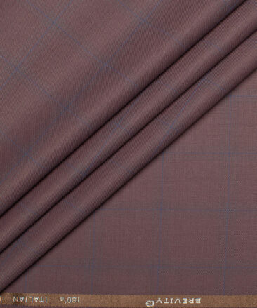 Brevity Men's Poly Viscose  Checks  Unstitched Suiting Fabric (Dull Purple)