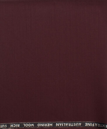 Cavalero Italy Men's 60% Wool Super 140's Solids  Unstitched Trouser Fabric (Dark Wine)