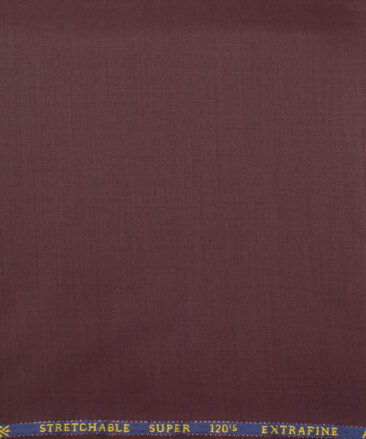 Cavalero Italy Men's 60% Wool Super 120's Solids  Unstitched Trouser Fabric (Wine)