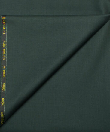 Cavalero Italy Men's 60% Wool Super 120's Solids  Unstitched Trouser Fabric (Dark Pine Green)