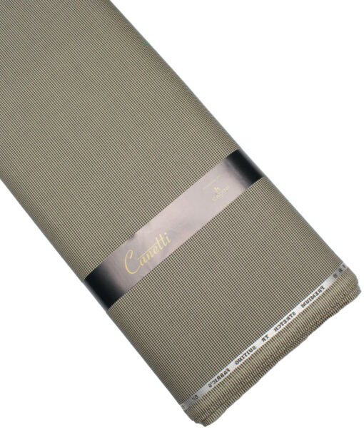 Canetti Italy Men's Terry Rayon  Self Design  Unstitched Stretchable Suiting Fabric (Beige & Black)