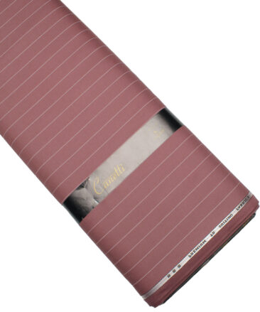 Canetti Italy Men's Terry Rayon  Striped  Unstitched Suiting Fabric (Copper Rose Pink)