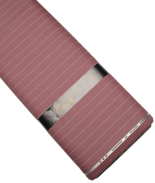 Canetti Italy Men's Terry Rayon  Striped  Unstitched Suiting Fabric (Copper Rose Pink)