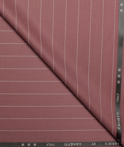 Canetti Italy Men's Terry Rayon  Striped  Unstitched Suiting Fabric (Copper Rose Pink)