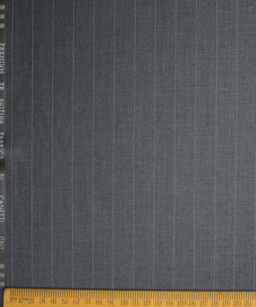 Canetti Italy Men's Terry Rayon  Striped  Unstitched Suiting Fabric (Dark Grey)