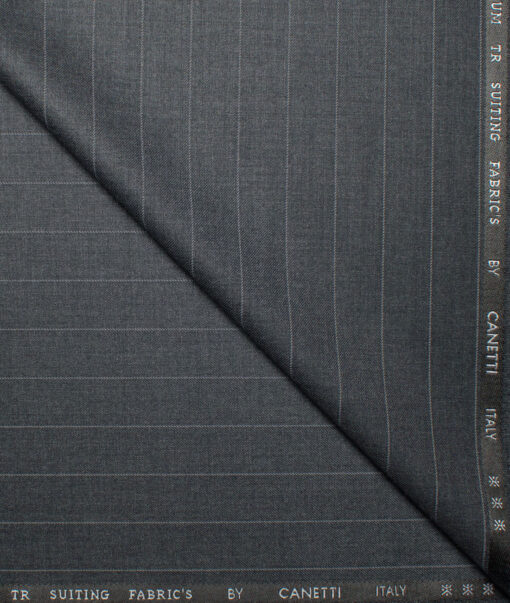 Canetti Italy Men's Terry Rayon  Striped  Unstitched Suiting Fabric (Dark Grey)