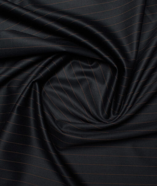 D&J Men's Terry Rayon  Striped  Unstitched Suiting Fabric (Black)