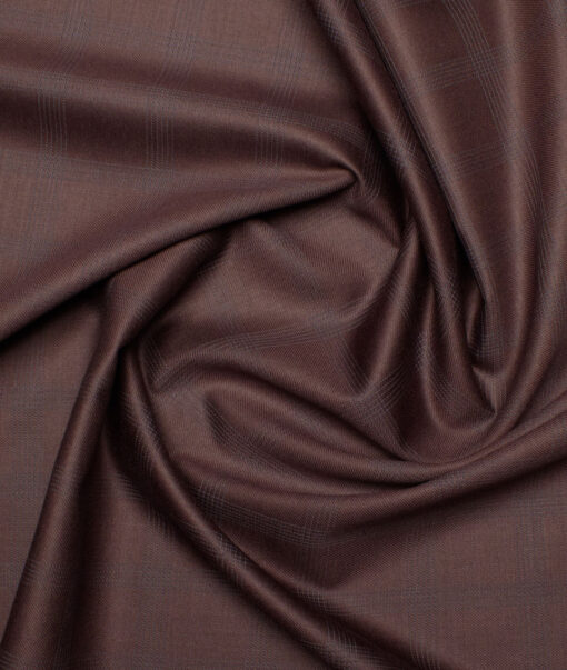 D&J Men's Terry Rayon  Checks  Unstitched Suiting Fabric (Wine)