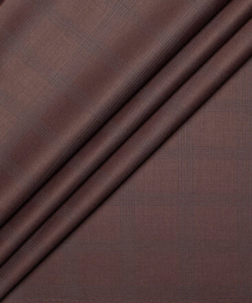 D&J Men's Terry Rayon  Checks  Unstitched Suiting Fabric (Wine)