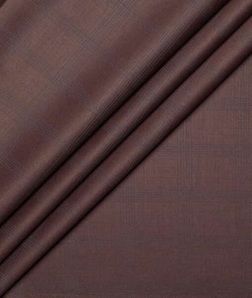 D&J Men's Terry Rayon  Checks  Unstitched Suiting Fabric (Wine)