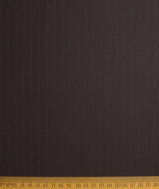 D&J Men's Terry Rayon  Striped  Unstitched Suiting Fabric (Dark Chocolate Brown)