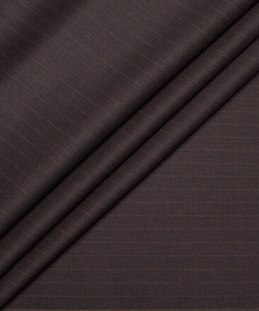 D&J Men's Terry Rayon  Striped  Unstitched Suiting Fabric (Dark Chocolate Brown)