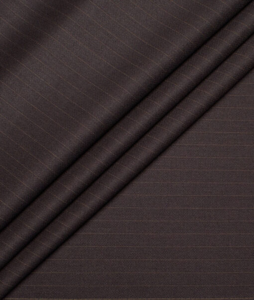 D&J Men's Terry Rayon  Striped  Unstitched Suiting Fabric (Dark Chocolate Brown)