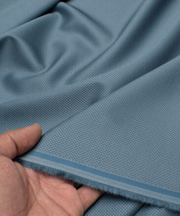 Italian Channel Men's Terry Rayon  Structured  Unstitched Suiting Fabric (Greyish Blue)