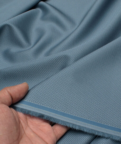 Italian Channel Men's Terry Rayon  Structured  Unstitched Suiting Fabric (Greyish Blue)