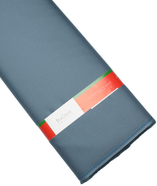 Italian Channel Men's Terry Rayon  Structured  Unstitched Suiting Fabric (Greyish Blue)