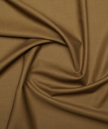 Luigi Bernardo Italy Men's Terry Rayon  Checks  Unstitched Suiting Fabric (Camel Brown)