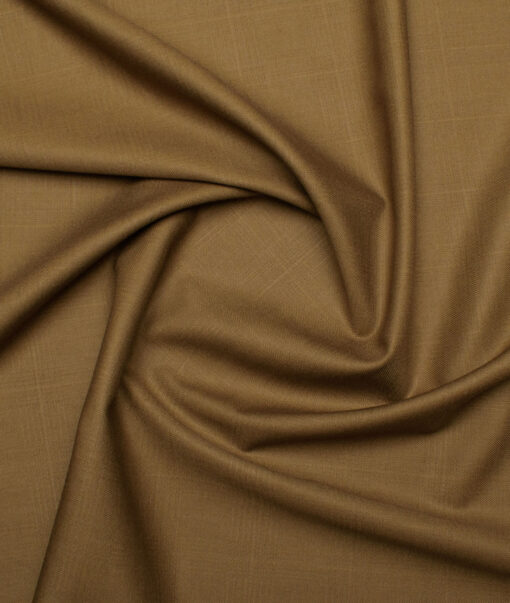 Luigi Bernardo Italy Men's Terry Rayon  Checks  Unstitched Suiting Fabric (Camel Brown)