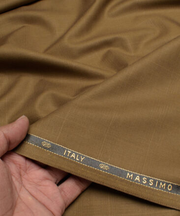 Luigi Bernardo Italy Men's Terry Rayon  Checks  Unstitched Suiting Fabric (Camel Brown)