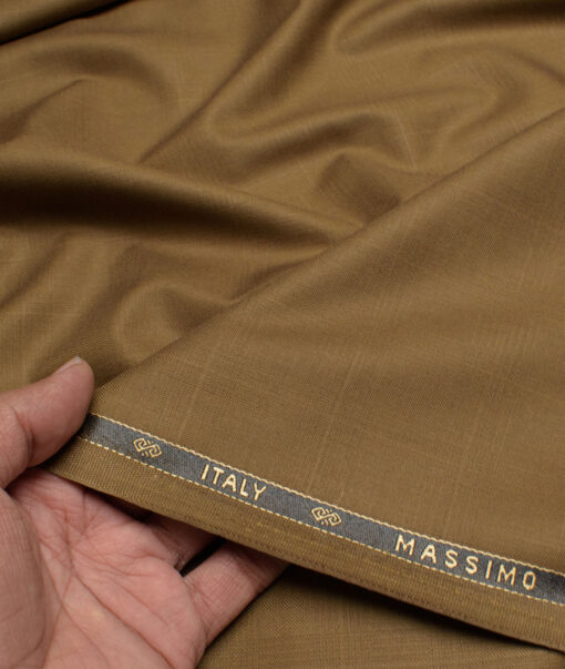 Luigi Bernardo Italy Men's Terry Rayon  Checks  Unstitched Suiting Fabric (Camel Brown)