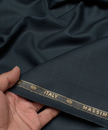 Luigi Bernardo Italy Men's Terry Rayon  Checks  Unstitched Suiting Fabric (Dark Greenish Grey)