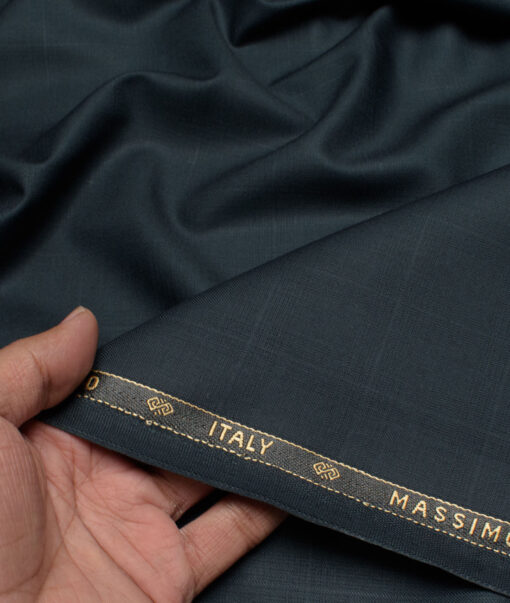 Luigi Bernardo Italy Men's Terry Rayon  Checks  Unstitched Suiting Fabric (Dark Greenish Grey)