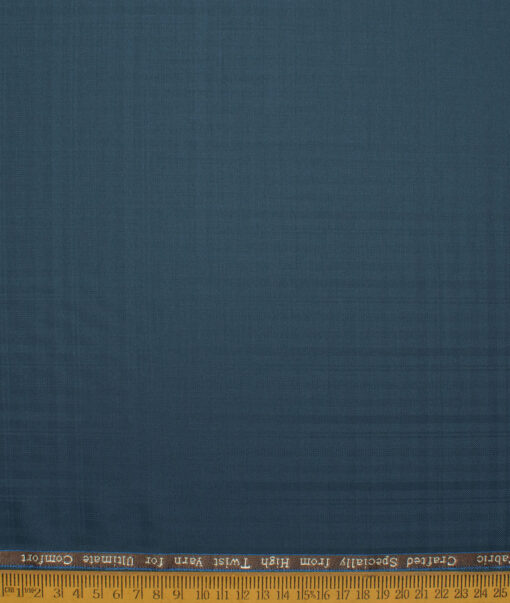 Luigi Bernardo Italy Men's Terry Rayon  Checks  Unstitched Suiting Fabric (Dark Ocean Blue)