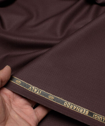 Luigi Bernardo Italy Men's Terry Rayon  Structured  Unstitched Suiting Fabric (Dark Wine)