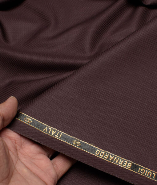 Luigi Bernardo Italy Men's Terry Rayon  Structured  Unstitched Suiting Fabric (Dark Wine)