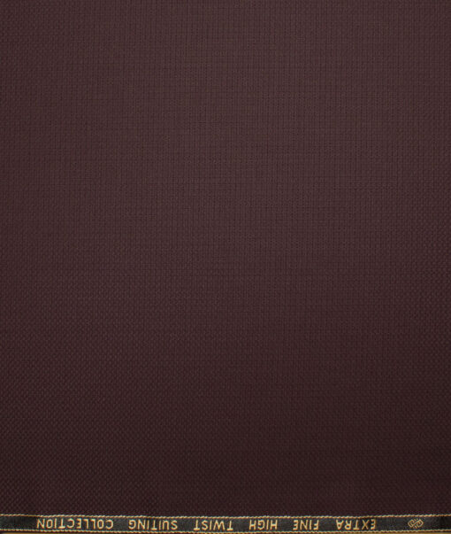 Luigi Bernardo Italy Men's Terry Rayon  Structured  Unstitched Suiting Fabric (Dark Wine)