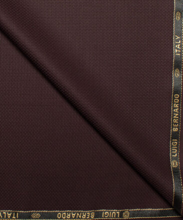 Luigi Bernardo Italy Men's Terry Rayon  Structured  Unstitched Suiting Fabric (Dark Wine)