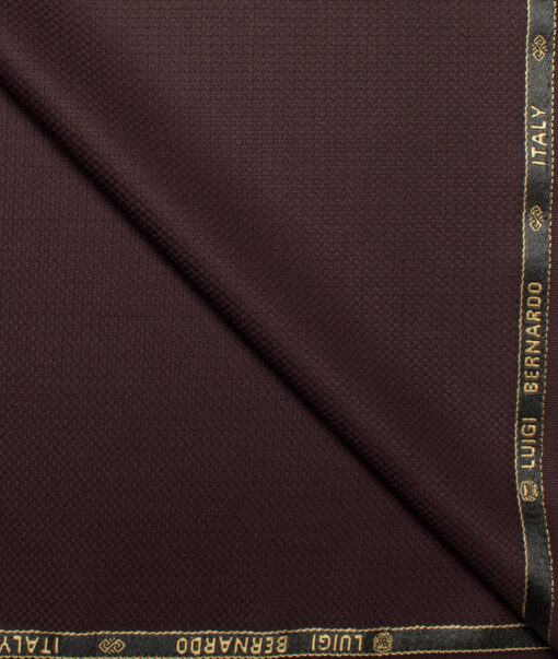 Luigi Bernardo Italy Men's Terry Rayon  Structured  Unstitched Suiting Fabric (Dark Wine)