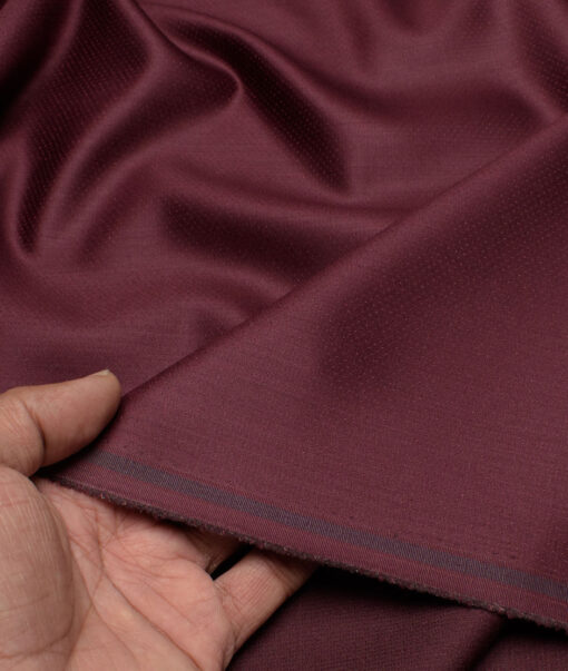 Luigi Bernardo Italy Men's Terry Rayon  Self Design  Unstitched Suiting Fabric (Dark Wine)