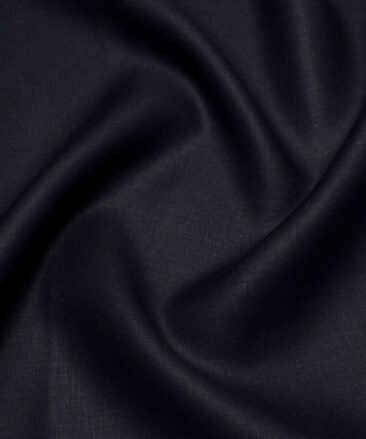 Linen Club Men's Pure Linen 40 LEA Solids  Unstitched Suiting Fabric (Dark Navy Blue)