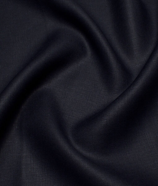 Linen Club Men's Pure Linen 40 LEA Solids  Unstitched Suiting Fabric (Dark Navy Blue)