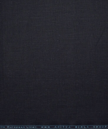 Linen Club Men's Pure Linen 40 LEA Solids  Unstitched Suiting Fabric (Dark Navy Blue)