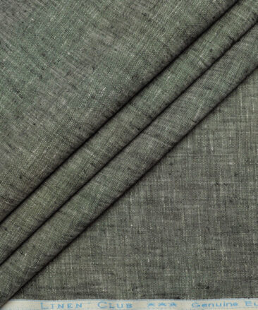 Linen Club Men's Pure Linen 44 LEA Self Design  Unstitched Suiting Fabric (Carbon Grey)