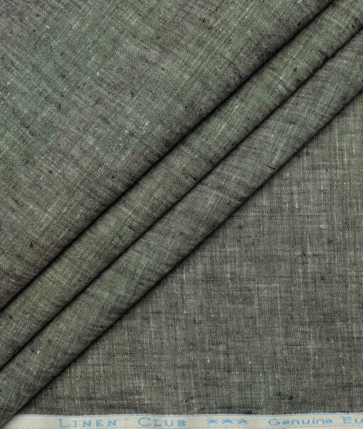 Linen Club Men's Pure Linen 44 LEA Self Design  Unstitched Suiting Fabric (Carbon Grey)